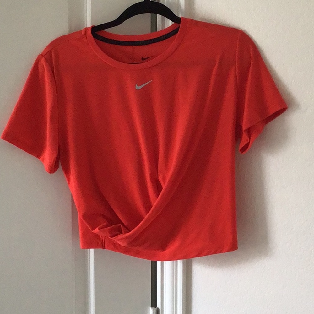 Red M Nike cropped dry fit top